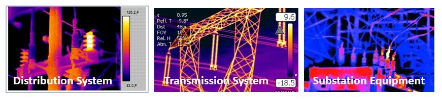 Images of infrared on distribution, transmission, and substation systems
